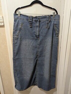 Out Jeans Large Classic Denim Long Skirt - Blue